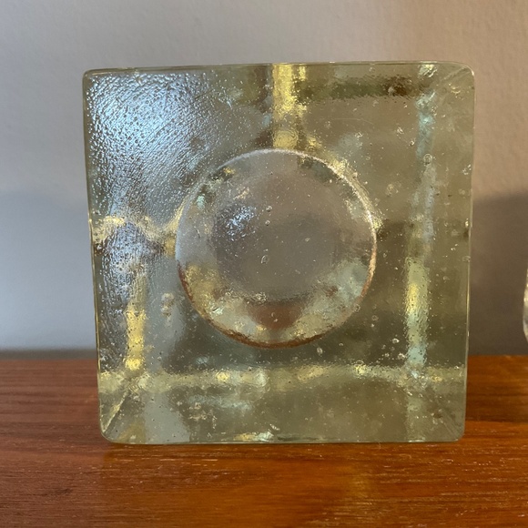 Vintage Clear Glass Square Ice Cube Candle Holders - Set of Two - Picture 11 of 16